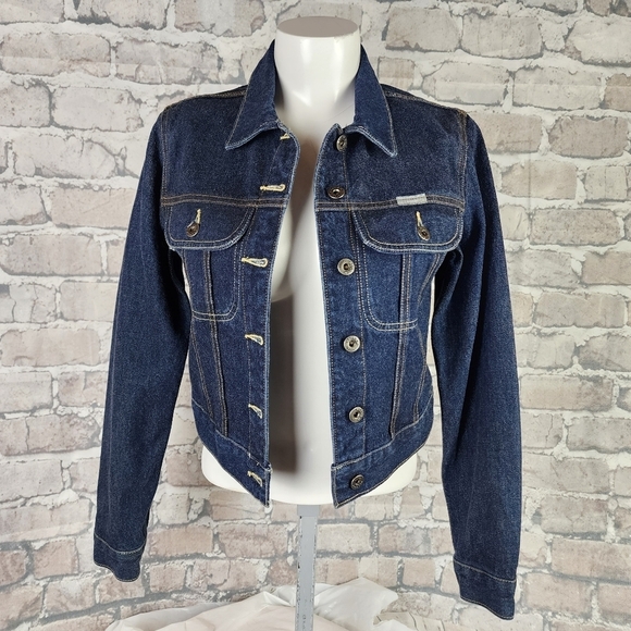 Silver Jeans  Button Front Denim Jacket Dark Wash Cotton Size XS Coastal Cowgirl - Picture 5 of 13